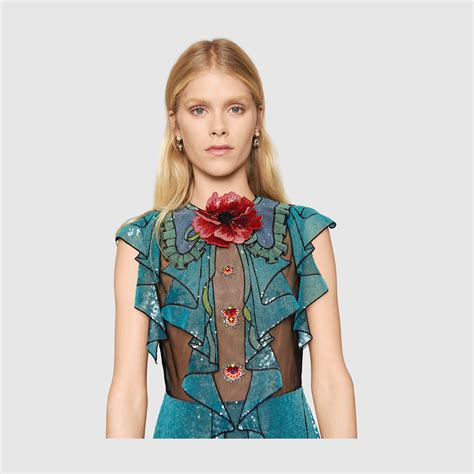 gucci dress blue flowers